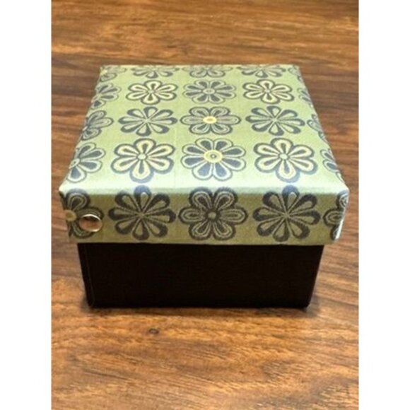 VTG New Aurelio Valentino Floral Tie Set W/ Cufflinks & Pocket Square Fancy Box - Picture 7 of 8